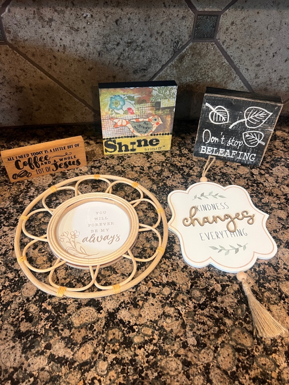 Assorted Inspirational Wood Décor Signs - Neutral & Black
